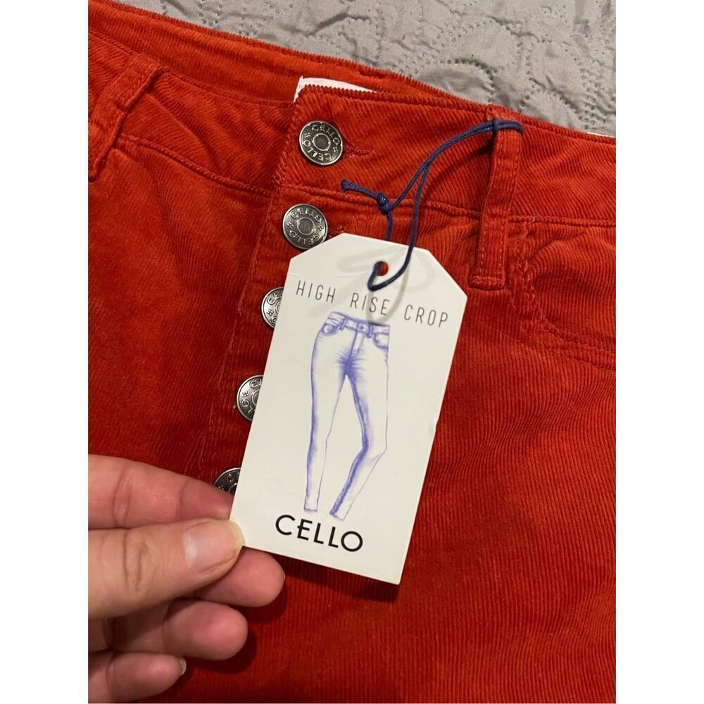 Cello Burnt Orange Corduroy Women’s High Rise Crop Multi Button 7 New
